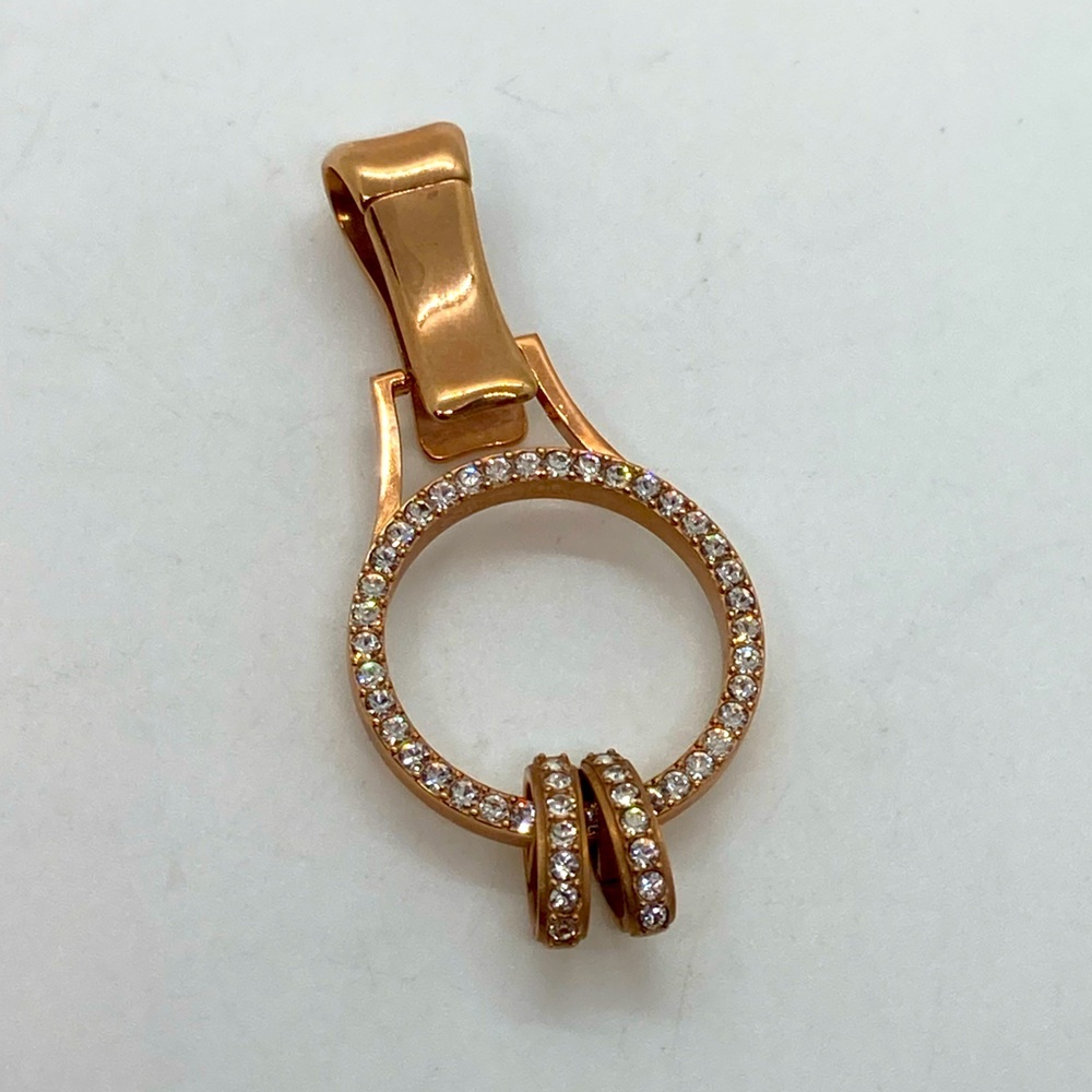 Origami Owl Rose Gold Tone & Swarovski Crystal Circle Lanyard | 2โ Length